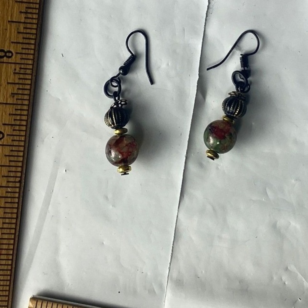 Handmade Beaded Dangle Earrings Bohemian Gemstone‎ Jewelry